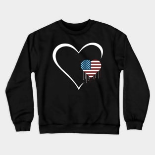 American Flag Proud USA Patriotic Cute Valentine's Day Crewneck Sweatshirt